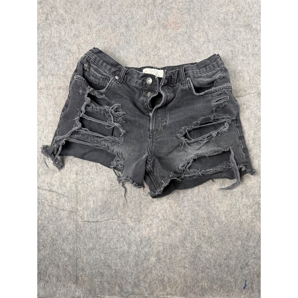 Free People We The Free Denim Shorts Womens 29 Black Cotton Distressed Y2K Boho